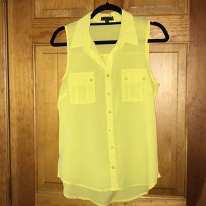 Yellow sleeveless blouse